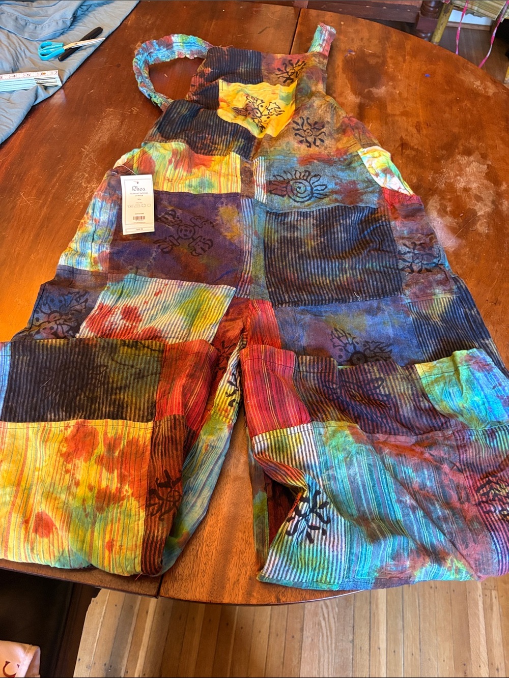 Rhea Multi Tie-Dye Patchwork Cotton Overalls - Multi